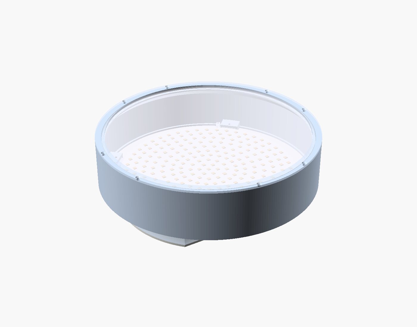 Render of the finished design: ring, glass, wall, disk and back box