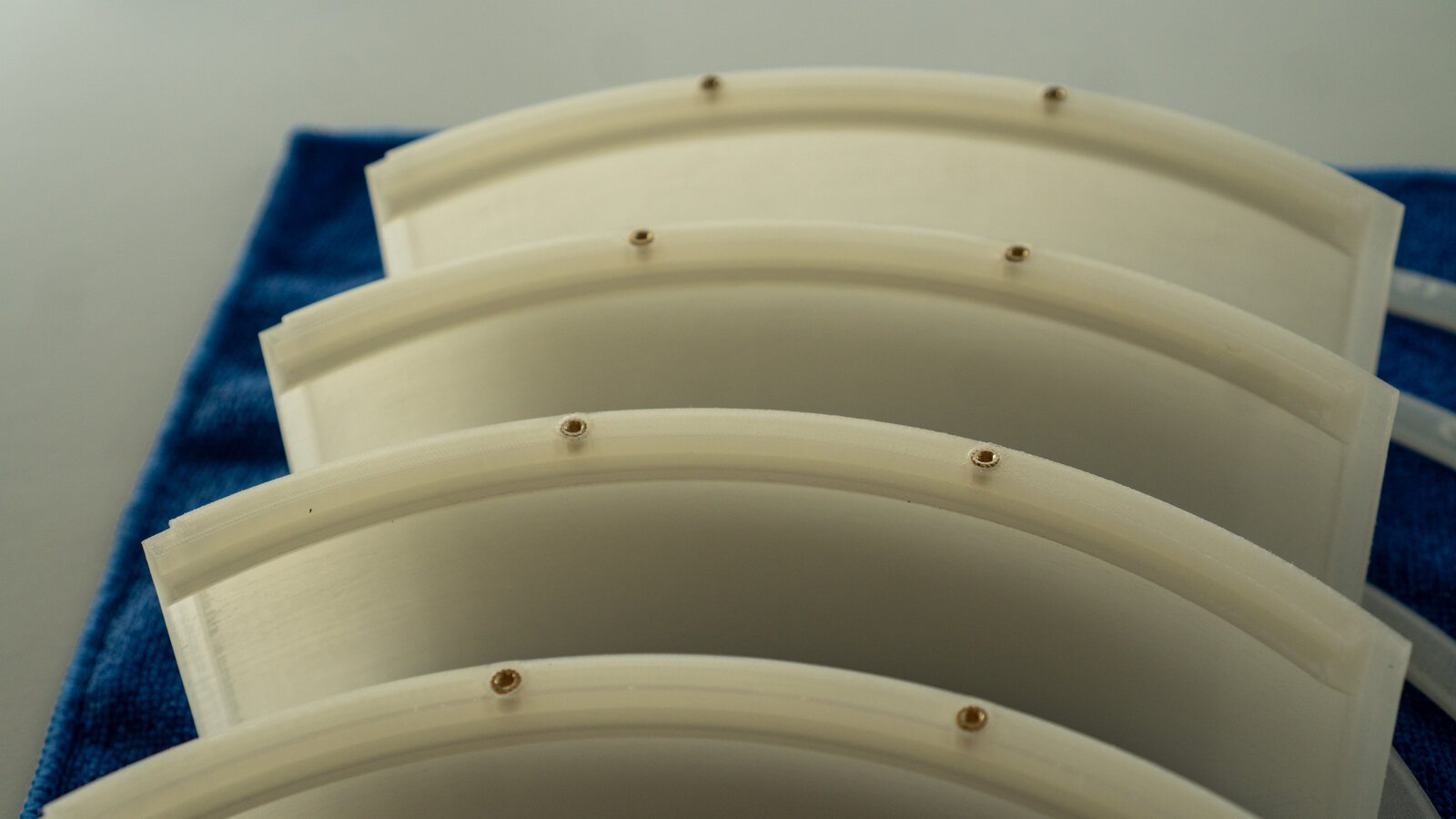 Close-up of the tops of the wall quarters with brass inserts